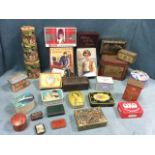 A collection of tins - biscuit, cigarette, chocolate, tobacco, cocoa, tea caddy type, graduated set,