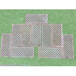 A set of ten rectangular cast iron grills, the panels with diamond shaped piercing. (23.5in x