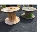 Two pine cable drums suitable for garden tables - 33.5in x 19.5in & 32.75in x 25in) (2)