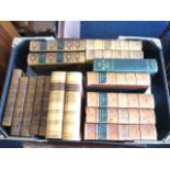 Miscellaneous leather bound books including a four-volume set of The Waverley Novels, The Life of