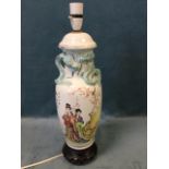 A contemporary republican style Chinese tablelamp, the vase decorated with beauties in landscape,