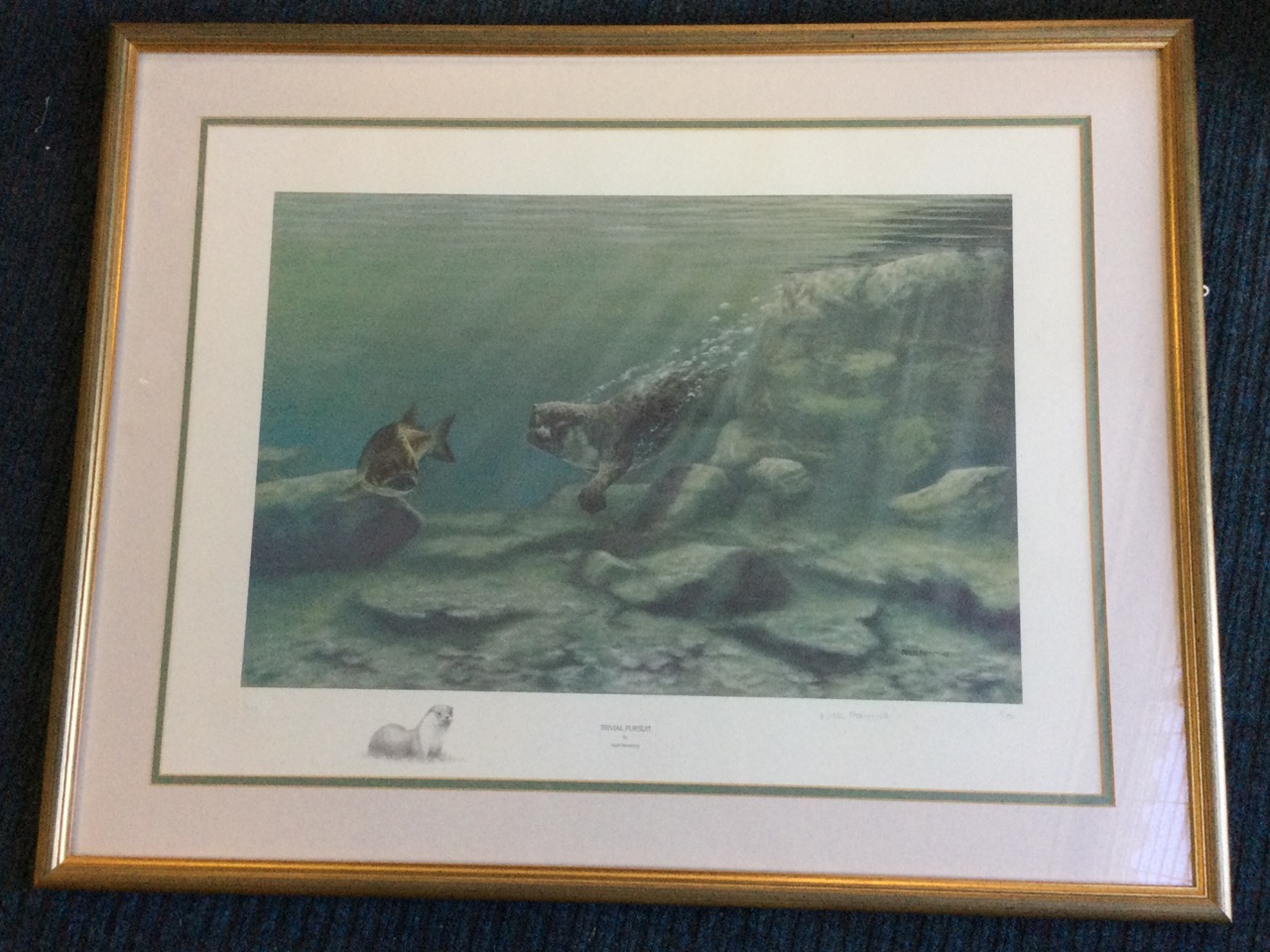 Nigel Hemming, coloured lithograph, otter and fish titled Trivial Pursuit, with monochrome - Image 3 of 3