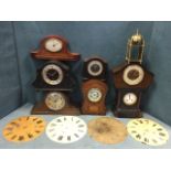 A collection of miscellaneous clocks including Victorian polished slate, domed mantle clocks,