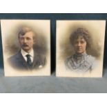 A pair of late Victorian ambrotype collodion family portraits, the coloured bust portraits on matt