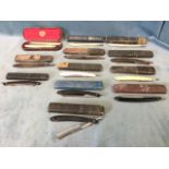 A collection of thirteen cased cutthroat razors, mainly named - The Paragon, Gotta, the Gem, the