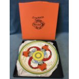 A boxed Wedgwood repro Clarice Cliff centenary plaque decorated in the Bizarre pattern. (12in)