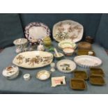 Miscellaneous ceramics including Portmeirion, three pieces of Goss, Noritake, Chinese jars & covers,