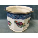 A Staffordshire Keeling & Co Losol ten-sided jardiniere, the pot decorated with fruit &