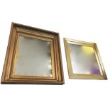 A rectangular mirror in deep moulded gilt frame; and a stained pine framed mirror. (2)