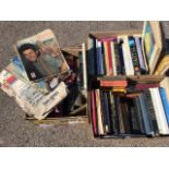 Three boxes of books - history, art, travel, archeology, Millers antiques guides, old magazines,