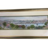Maisie Hay, watercolour, view of Berwick upon Tweed from Tweedmouth, signed & titled, mounted & gilt