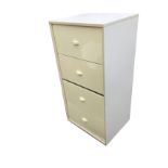 A modern four drawer chest with cup style handles to moulded drawers. (19.75in x 16in x 38.5in)