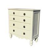 A painted Victorian chest of drawers with rectangular moulded top above two short and three long