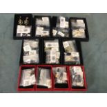 A collection of pairs of earrings, all as new in mint condition, boxed and in original packaging -