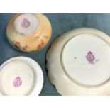 A Royal Worcester blush ivory circular trinket pot & cover and a matching scalloped pin tray,