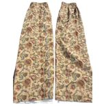 A pair of lined tapestry style curtains woven in the William Morris style with entwined foliage on