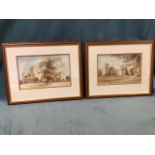 J Turnbull Dixon, watercolours, studies of Etal and Ford Castles, signed & dated 1917, mounted &