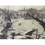 Alan McNab, etching, Tangier river Moroccan scene, signed and dated 1924 in pencil on margin,