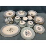 A Royal Worcester dinner/breakfast service decorated in the woodland pattern with duck-egg blue