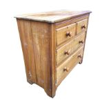 A late Victorian satin walnut chest of drawers with rectangular moulded top above two short and