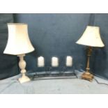 A regency style leaf cast bronze patinated tablelamp with fluted column and square plinth base on