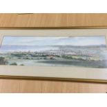 Maisie Hay, watercolour, landscape view of Berwick upon Tweed from Halidon, titled & signed, mounted