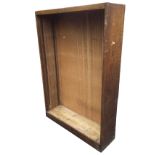 An oak open bookcase, formerly having adjustable shelves. (37.75in x 11in x 54in)