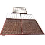 A pair of rectangular grill panels with tubular bars to frames - 31in x 24in; another square grill