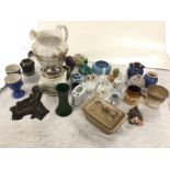 Miscellaneous studio pottery and other ceramics including a large Staffordshire jug, Torquay