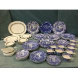 A collection of blue & white Spode decorated in the Italian pattern - teaset, bowls, sandwich