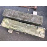 An old rectangular red sandstone lintel and sill. (53in x 11in x 8in approx) (2)