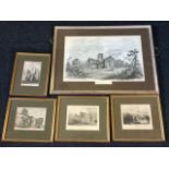 A set of four nineteenth century steel engravings of the Scottish Border abbeys - Melrose, Dryburgh,