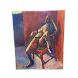 John Dohergy, oil on canvas, seated nude, signed to verso, Glasgow School of Art 1981, framed. (55.