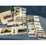 A collection of black & white railway postcards depicting steam engines; four cased records of steam