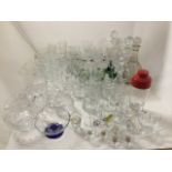 A quantity of glass including two square heavy Edinburgh crystal decanters & stoppers, drinking