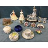 Miscellaneous ceramics including Bavarian and Limoges cabinet pieces, figurines, a Lilliput Lane