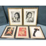 A pair of American beautie prints after Peter Driben, mounted & framed; and another similar print