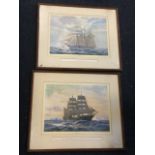 A pair of marine prints after Burgess, the Terra Nova and the Sunbeam II, with details of ships to