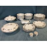 A 70s Ridgeway dinner/breakfast service decorated in the White Mist pattern with friezes of leaves &