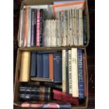 Two boxes of books and magazines including 1950s Mechanix Illustrated and Practical Mechanics,