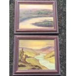 Anne Brooks, oil on canvas, river landscape, signed, titled to verso Whiteadder at Sunset,