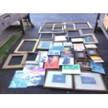 Miscellaneous pictures, prints & frames, including a signed watercolour of a cathedral interior, 60s