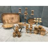 Miscellaneous silver plate including two candelabra, a set of six goblets, an ice bucket with tongs,