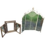 A dressing table mirror in wave moulded ribbed gesso frame, with central easel plate flanked by