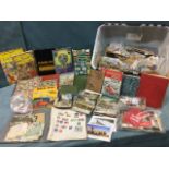 A large stamp collection contained in 16 albums, loose stamps, envelopes, stamp books, postcards,