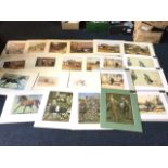 20 coloured prints after Victorian/Edwardian artists - coaching scenes, hunting, horses, country
