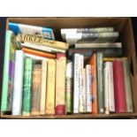 A box of books including hunting & horses, gardens, humour, Munnings Artists Life, history, etc. (