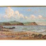 T Stephenson, C20th oil on board, Northumberland coastal view, signed and gilt framed. (21.25in x