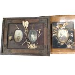 Two nineteenth century Japanese lacquered decorative frames with oval monochrome portrait