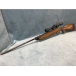 A German .22 Weihrauch air rifle branded by Hull Cartridge, the weapon with beech stock and